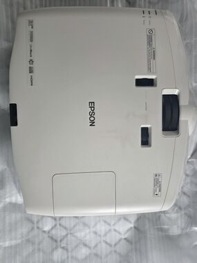 Epson projector in white with black accents